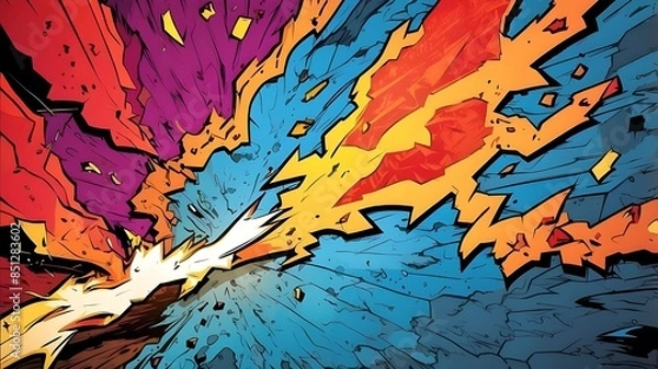Fototapeta An abstract comic background with a lightning bolt