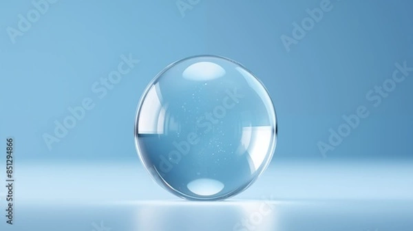 Obraz Transparent Glass Sphere with a Blue Background