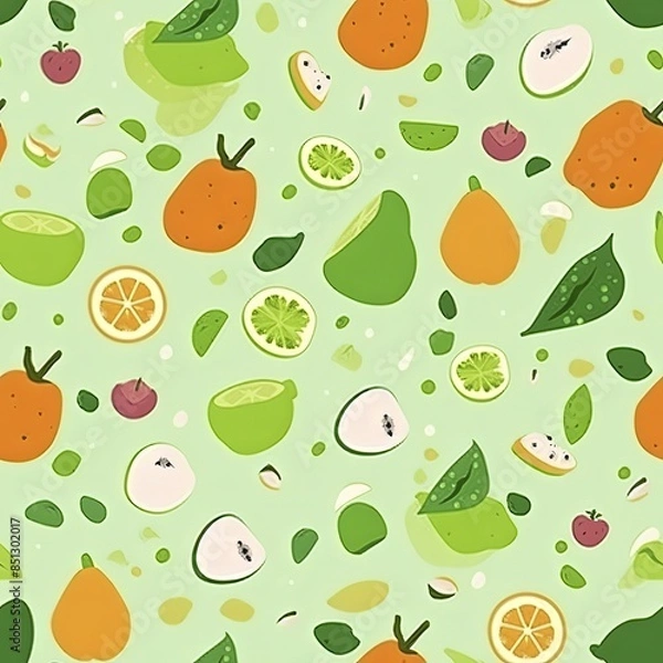 Fototapeta Fruit assorted, seamless pattern, texture, background.