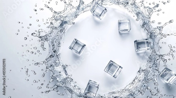 Fototapeta Ice Cubes Making Water Splash