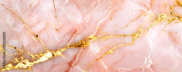 Fototapeta "Subtle Opulence: A Closer Look at Rose Quartz Marble with Golden Accents"