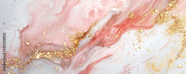 Fototapeta "Artistic Veins: The Delicate Interplay of Pink and Gold in Natural Stone"