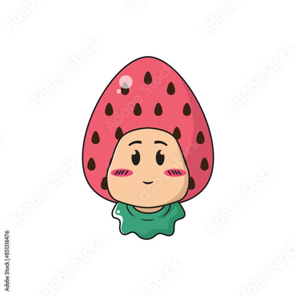 Obraz vector illustration of a child character wearing a strawberry costume