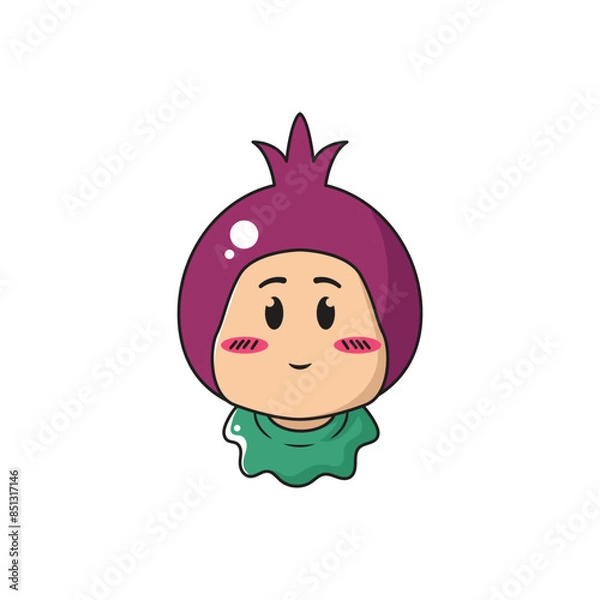 Fototapeta vector illustration of a child character wearing a pomegranate costume