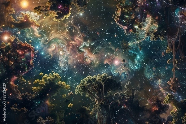 Obraz Extraterrestrial canopy adorned with numerous. Generative Ai