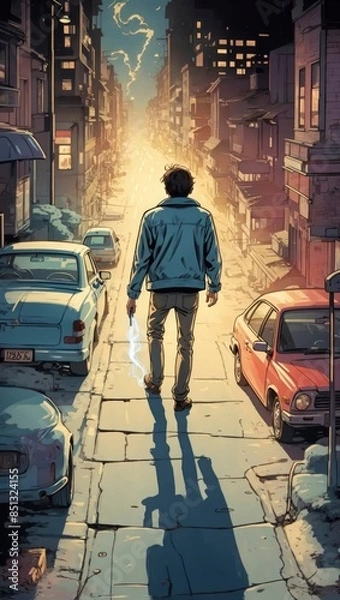 Obraz person walking in the city