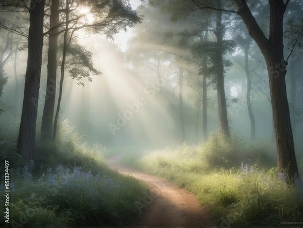 Obraz fog in the forest