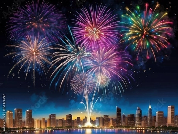 Obraz fireworks over the city