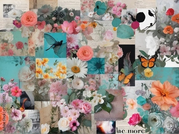 Obraz collage with flowers