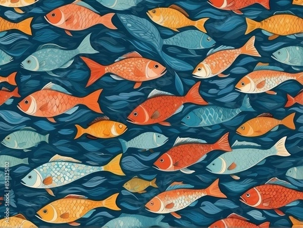 Obraz seamless pattern with fishes