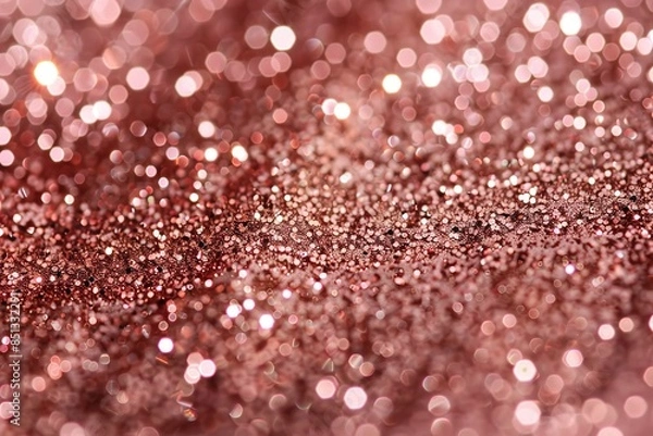 Fototapeta Background with rose gold glitter bokeh texture. Generative Ai