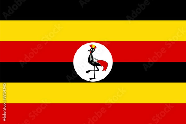 Fototapeta Vector flag of Uganda. Symbol of patriotism and freedom. Vector illustration of Uganda flag