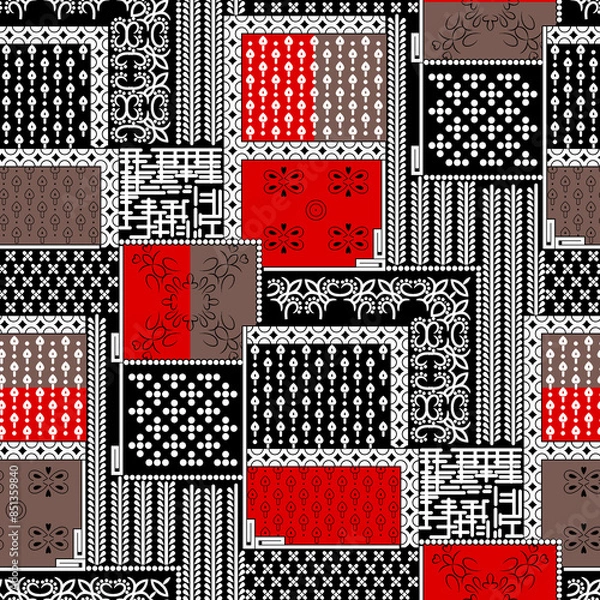 Fototapeta Vibrant floral illustrations features intricate designs with bold, colorful patterns, perfect for various creative projects. Ideal for textiles, stationery, wallpapers, and digital media etc.