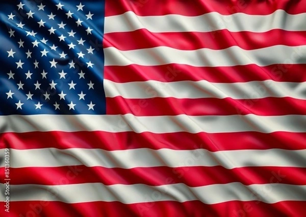 Fototapeta An american flag with a lot of folds.