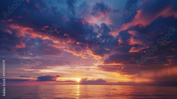 Fototapeta Dramatic Sunset over a Calm Sea