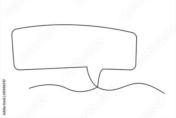 Fototapeta Continuous one line drawing of speech bubble. Doodle Vector illustration