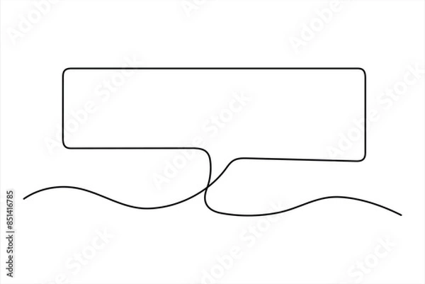 Fototapeta Continuous one line drawing of speech bubble. Doodle Vector illustration