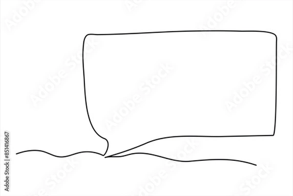 Fototapeta Continuous one line drawing of speech bubble. Doodle Vector illustration 