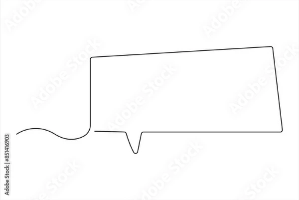 Fototapeta Continuous one line drawing of speech bubble. Doodle Vector illustration