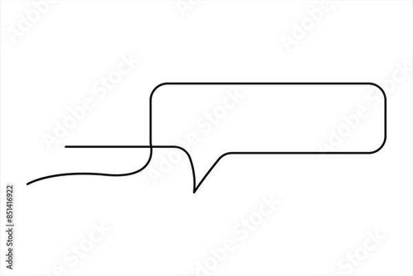Fototapeta Continuous one line drawing of speech bubble. Doodle Vector illustration