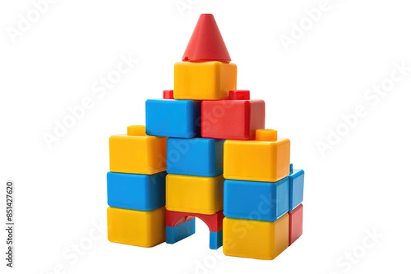 Fototapeta Toy building blocks isolated on transparent background