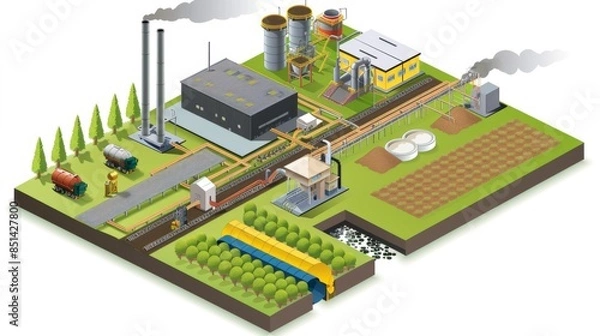 Fototapeta A schematic diagram illustrating the flow of energy within a biome, showcasing the interconnected relationships between producers, consumers, and decomposers in an ecosystem