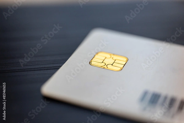 Fototapeta Close-up of a SIM card. Shallow depth of field