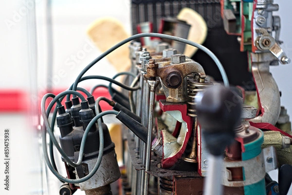 Fototapeta Internal combustion engine sectioned for educational puprose