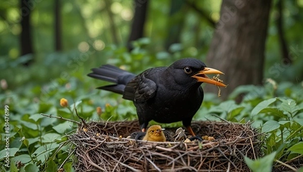 Obraz blackbird in the nest