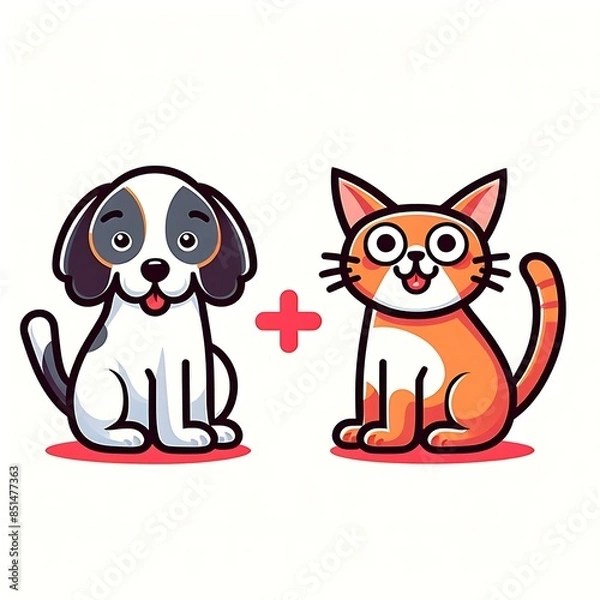 Fototapeta A cat and dog design graphic cartoon characters.