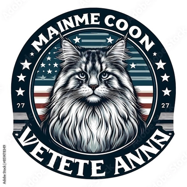 Fototapeta A cat design drawing graphic with a long bear design colours drawing graphicd eyecatching professional Vibrant.