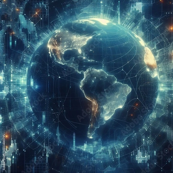 Fototapeta A digital image of a planet earth creative Artistic unique highquality.