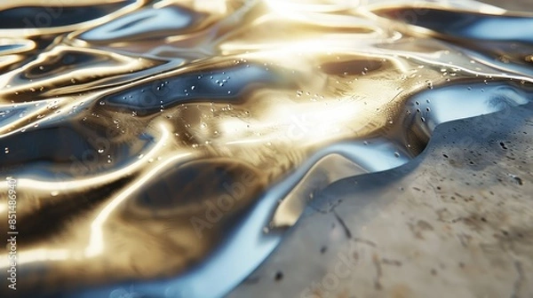 Fototapeta Chrome-plated surface gleaming in sunlight