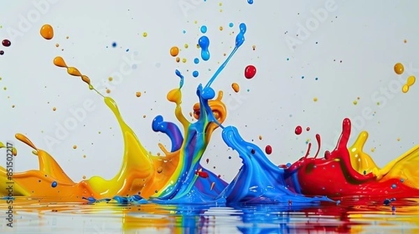 Fototapeta Abstract paint splatters in dynamic composition