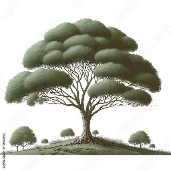 Obraz A tree design graphic on a hill engaging.