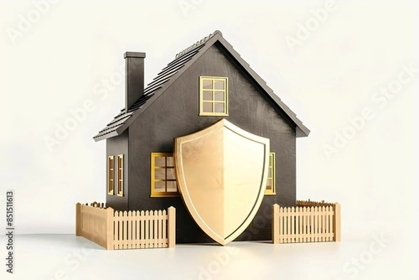 Obraz Shield hovering over house insurance property protection