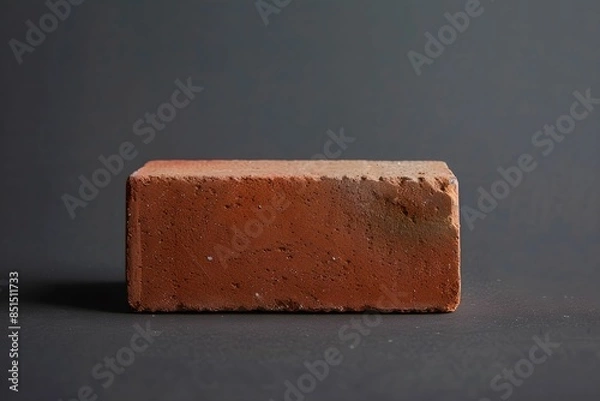 Obraz Single red brick on monochromatic background construction foundation