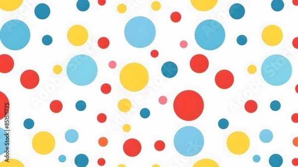 Obraz Polka dot pattern background bright primary colors white backdrop