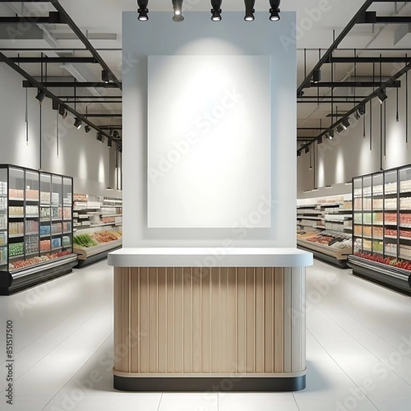 Obraz A white rectangular object in A store style interior set design creative optimized creative.