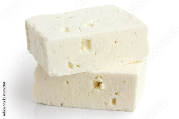 Obraz Grecka feta blok seszy na białym.