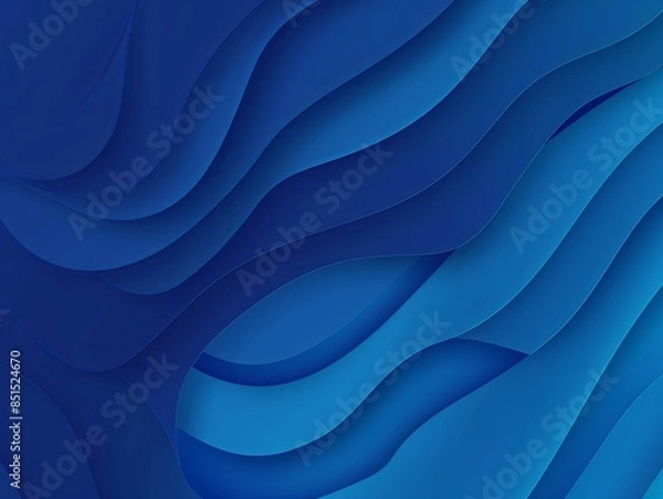 Fototapeta Abstract Blue Waves, Layered Paper Art, Gradient Shades