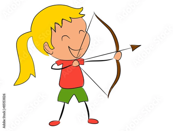 Obraz Mädchen mit Pfeil und Bogen