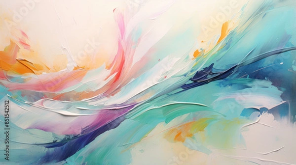 Obraz Dynamic and Textured Abstract Art Close-Up. Vibrant Oil Brushstrokes and Palette Knife Techniques on Canvas