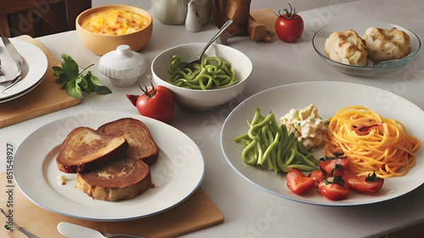 Fototapeta Create a visually appealing composition with your favorite dish.