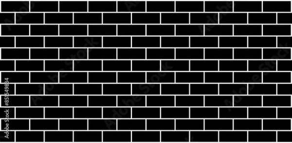 Fototapeta Brick wall icons trendy flat line art style. Brick pattern.