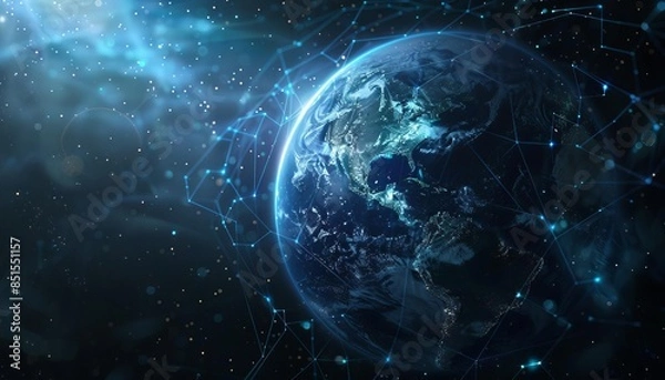 Fototapeta Earth surrounded by digital network,