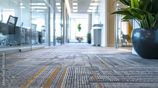 Fototapeta Professional dry cleaning service for office carpets showcasing the drying process. Concept Office Carpets, Dry Cleaning Service, Drying Process, Professional Service, Office Environment