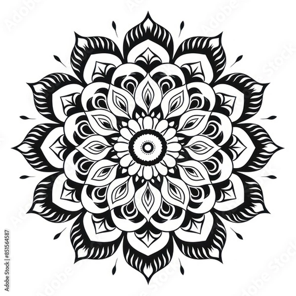 Fototapeta Mandala pattern drawing sketch.
