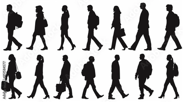 Obraz 歩く人々のシルエット 人物アイコン集