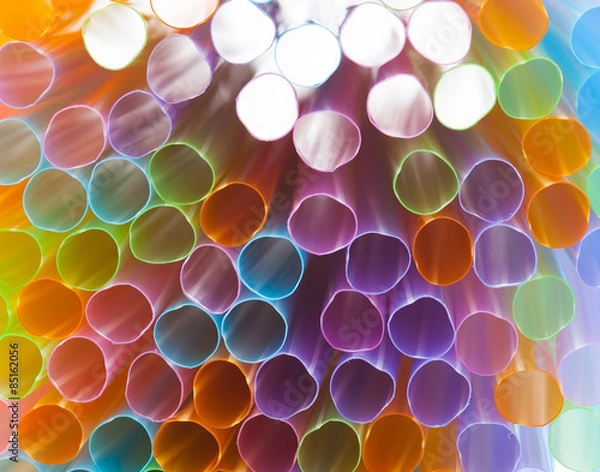 Fototapeta Colored Plastic Drinking Straws closeup, macro
